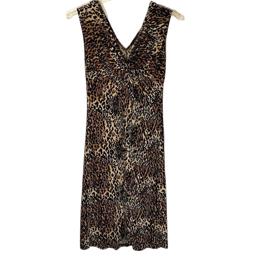 Tiana B. Dress Leopard Print Midi Sleeveless Stretch Size M‎